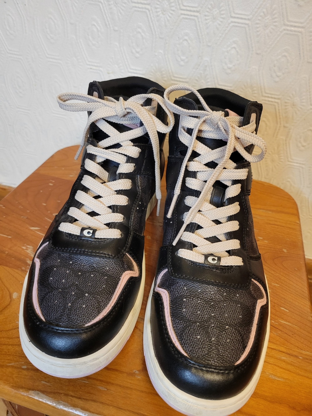Coach Black High-Top Sneakers with Pink Trim Size 9.5 US - Picture 4 of 11